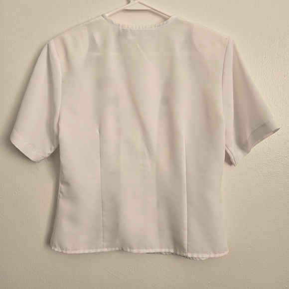 Yves St. Clair Vintage White Blouse Embroidered Floral Size 10 #231 - Picture 4 of 5